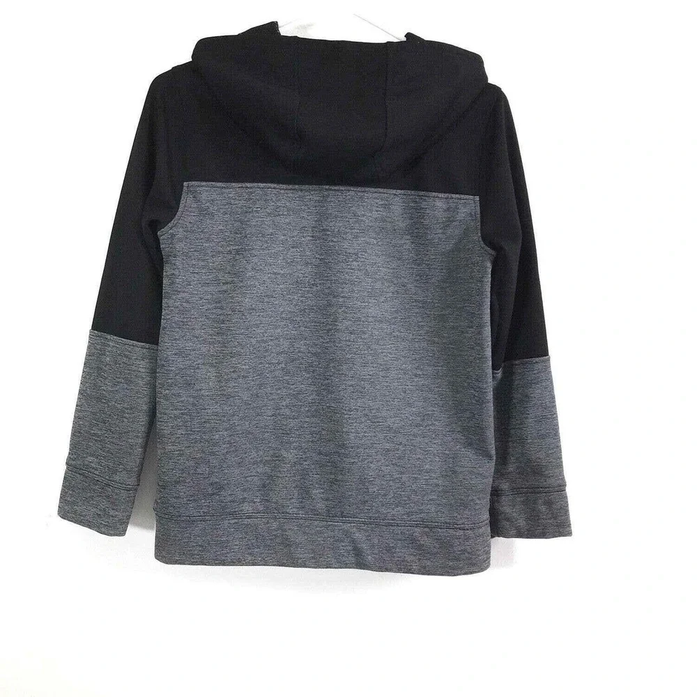 Xersion Boys Jacket Size Large Hood Zip‎ Up Gray Black Athletic Lightweight